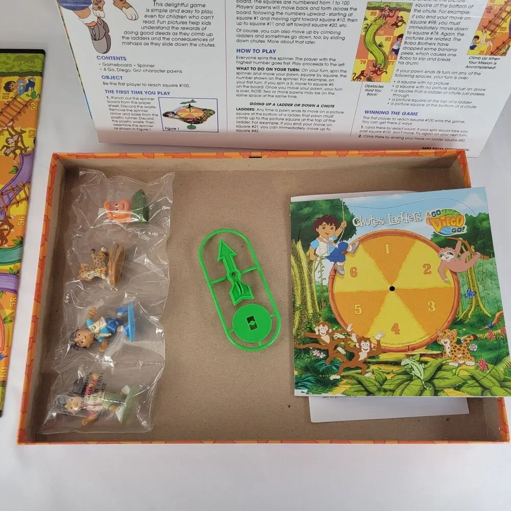 Chutes and Ladders Go Diego Go! Board Game 2007 Nick Jr. Retro Complete New